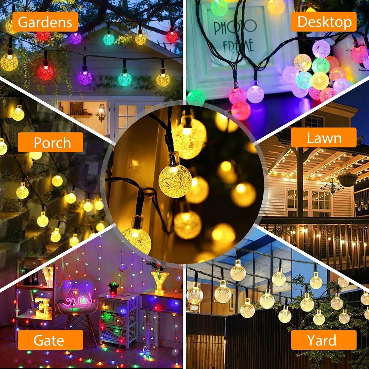 Kitcheniva Christmas 30 LED Solar String Lights Crystal Ball Waterproof 25.5ft